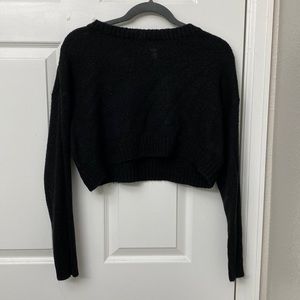 Black “Divided” Knit Cropped Sweater
